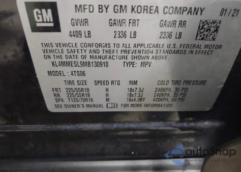 2021 Buick Encore Gx Awd Select from USA, damaged, VIN KL4MMESL9MB130910